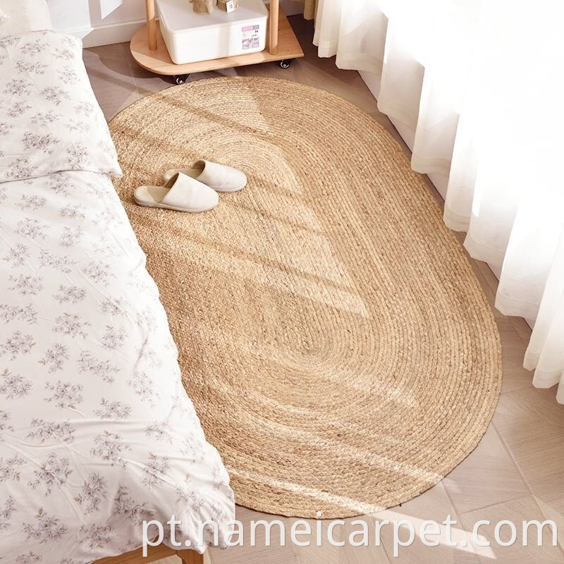 Oval Natural Fiber Water Hyacinth Braided Rug Carpet Floor Mats For Bedroom Bedside